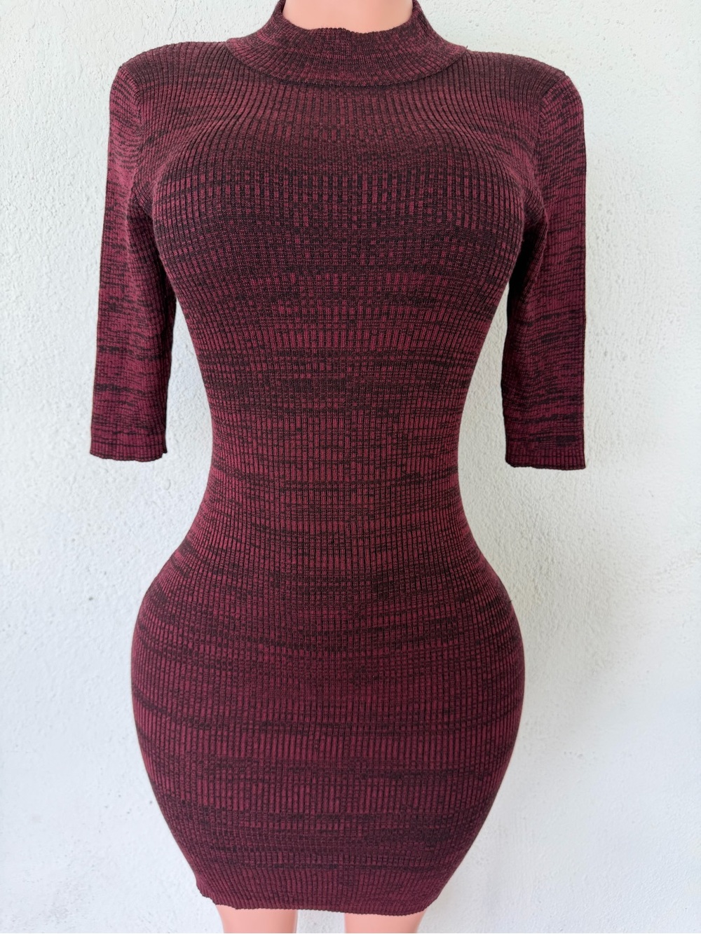Say What? Ribbed Burgundy Bodycon Dress